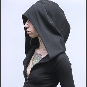 HLVK (Helvak) size 20 black DOOMLORD zipup slim fit hoodie